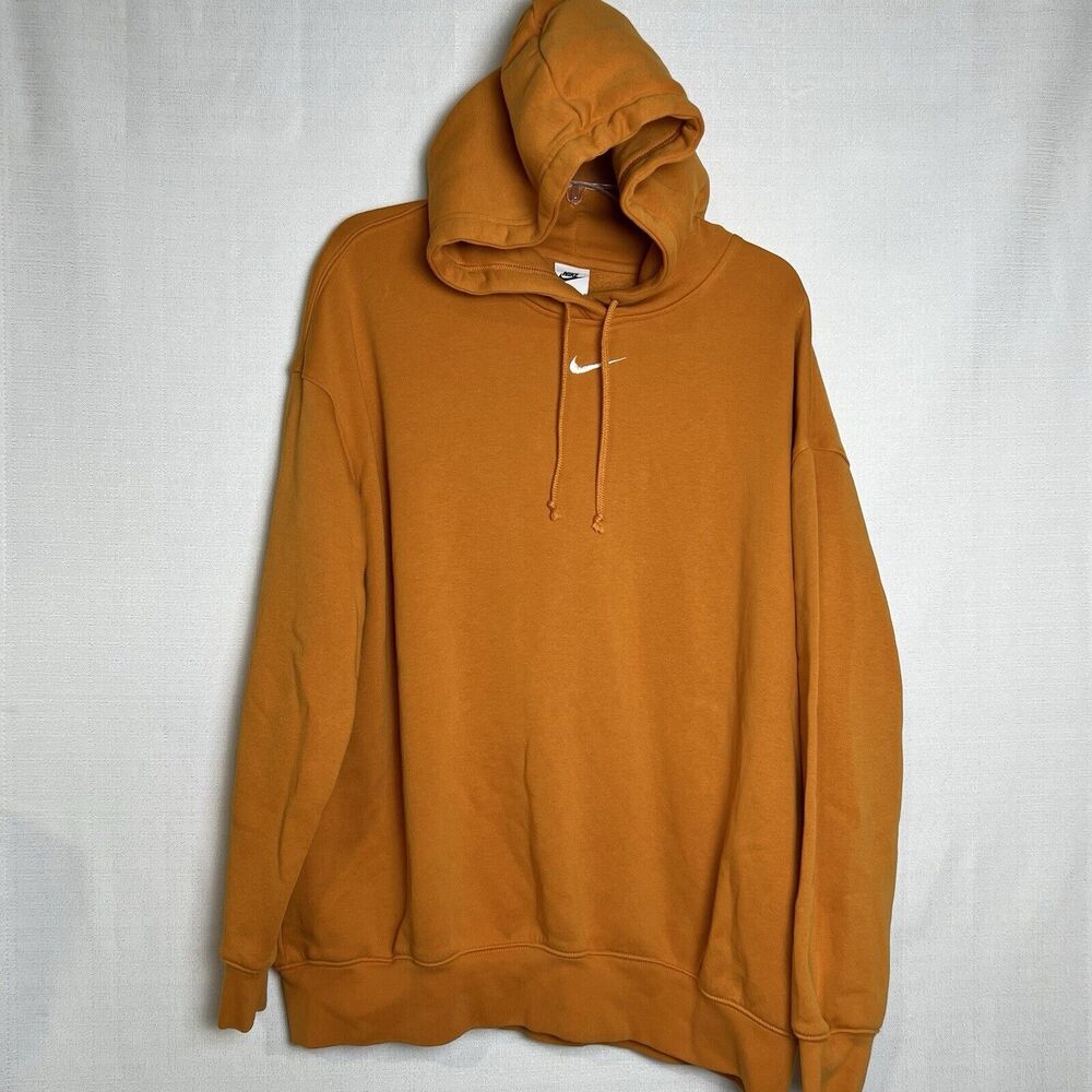 Nike Womens Size Large Hoodie Pullover Center Swoosh Burnt Orange Oversized